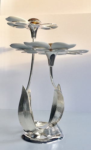 A LA FOLIE, Tea time display, silver and gold plated bronze, Jacques Pergay - © Lauret Studio