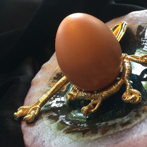 Ocean, egg cup moka spoon gold plated plate B Wiener - © Lauret Studio