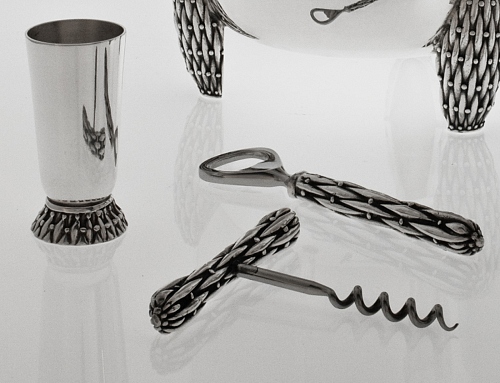 BAMBOU - Barware accessories. Vodka glass, cork screw, bottle opener - © Lauret Studio